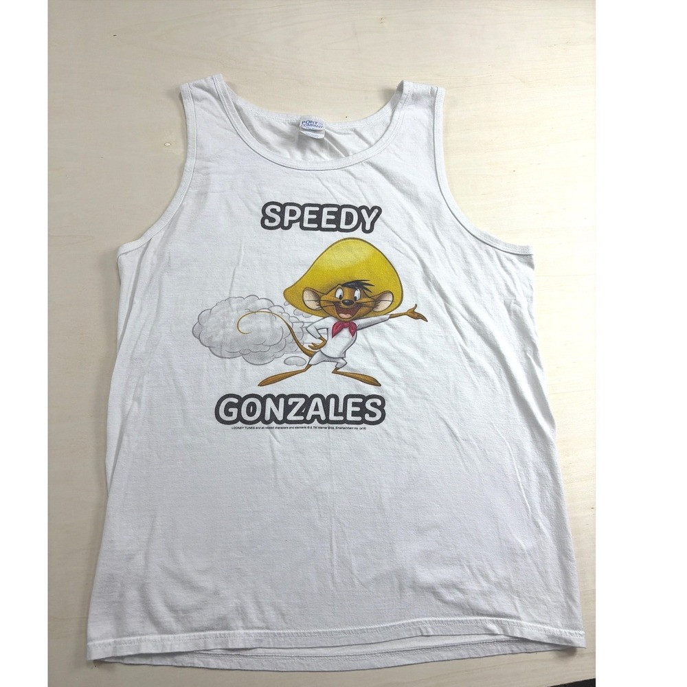 Port & Company Speedy Gonzales Looney Tunes White Tank Top Shirt Mens Medium